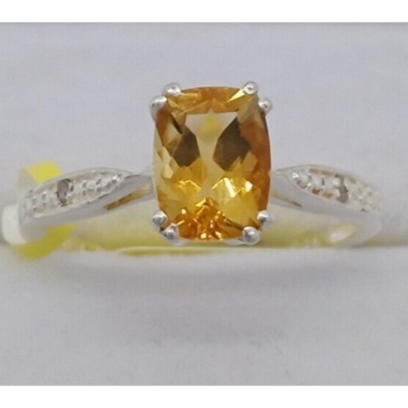 Chuck Clemency Yellow Citrine Gemstone Ring Solitaire Sterling Silver 925 Size 7 - Picture 2 of 16